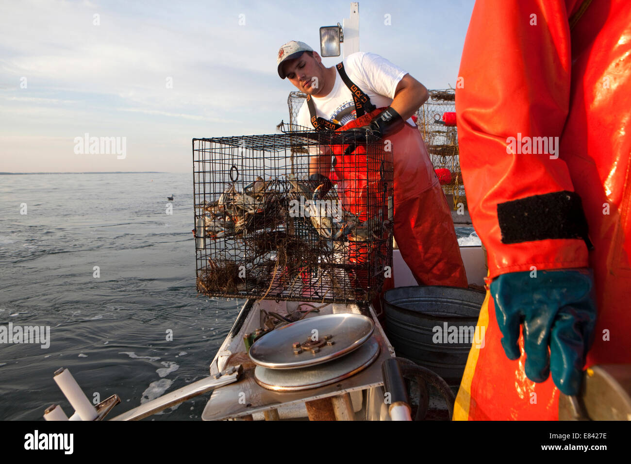 Crab Fishermen, Tangier island, Eastern Shore, Maryland, USA. Stock Photo