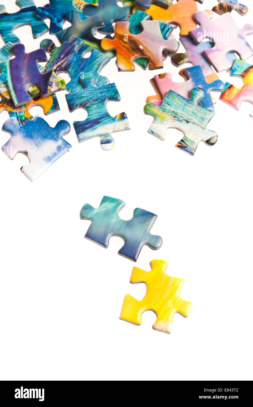 colorful jigsaw puzzle pieces Stock Photo