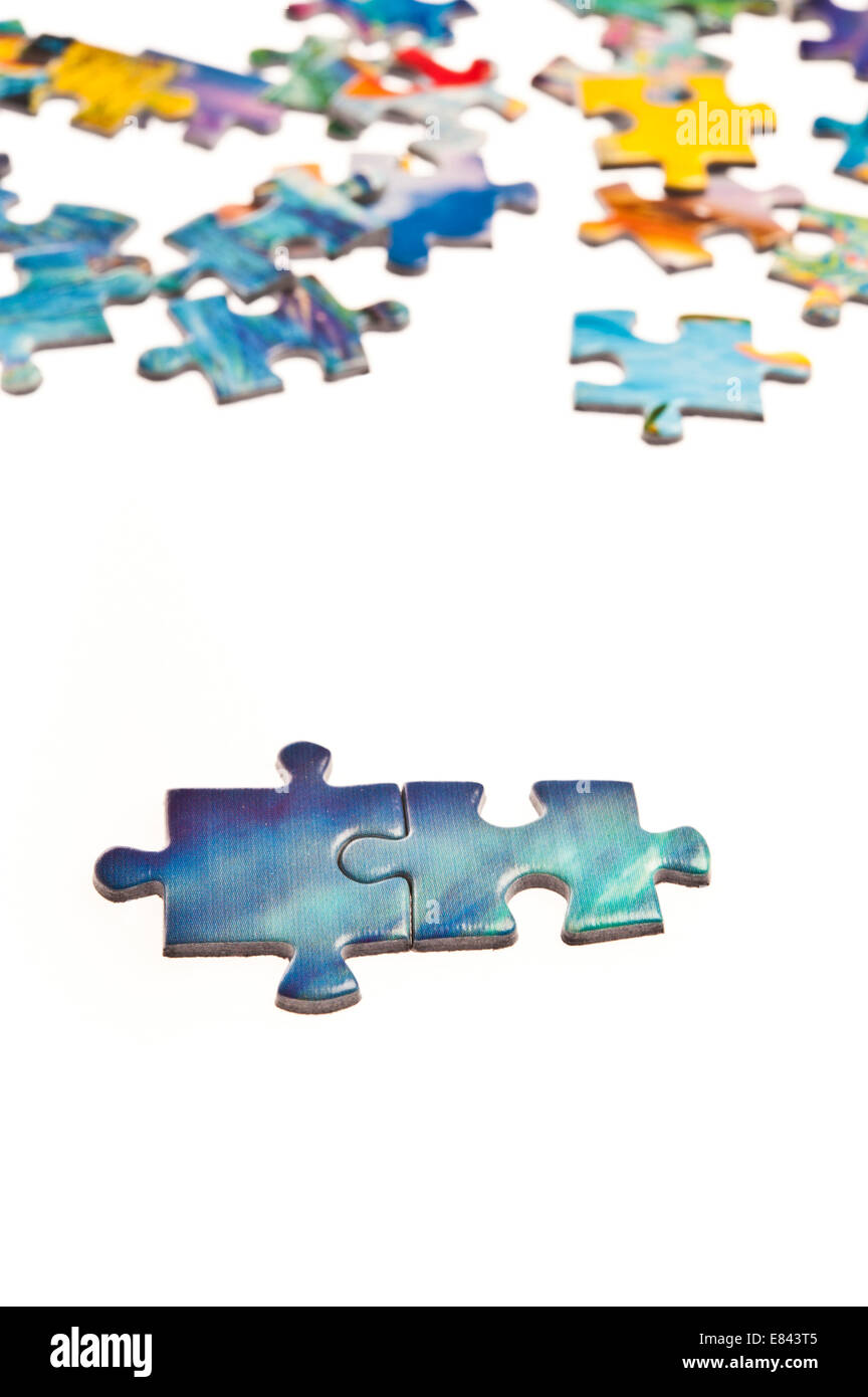 colorful jigsaw puzzle pieces Stock Photo