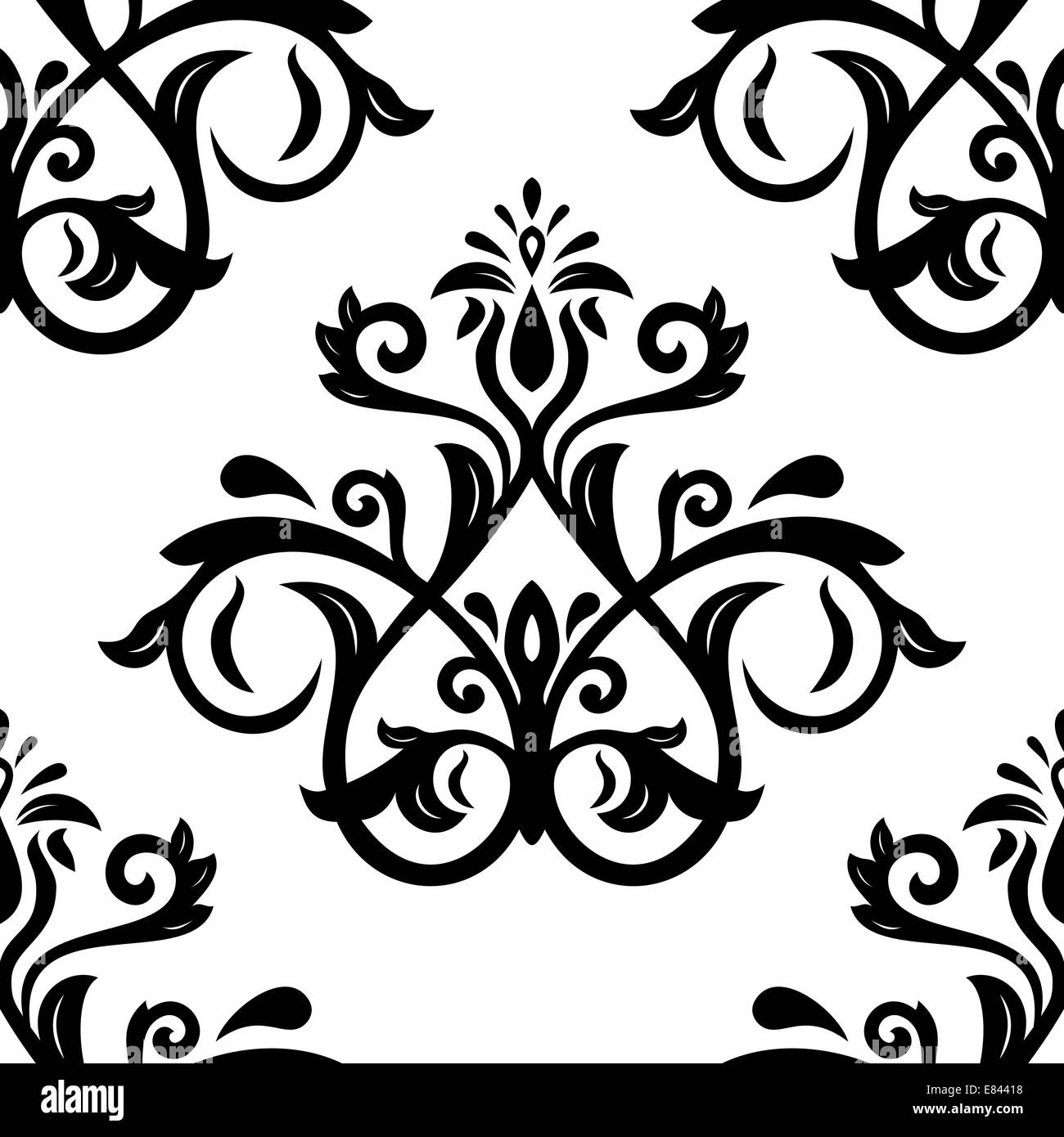 Oriental vector pattern with damask, arabesque and floral elements