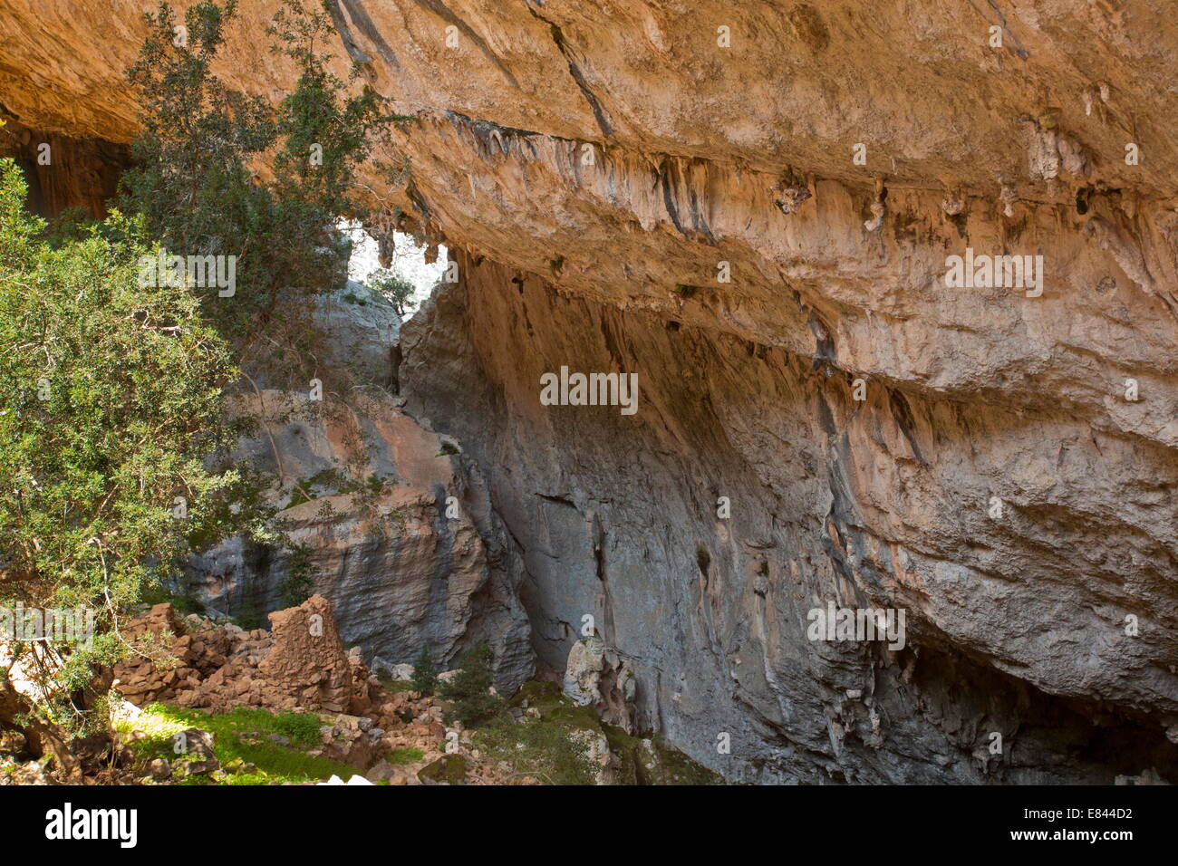 The ancient nuraghic mountain site of Tiscali,  Sardinia, Italy. Stock Photo