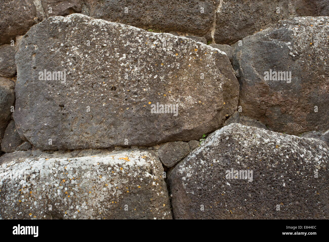 Wall in the ancient tower of the Prehistoric World Heritage Site of Su Nuraxi at Barumini, Sardinia, Italy. Stock Photo