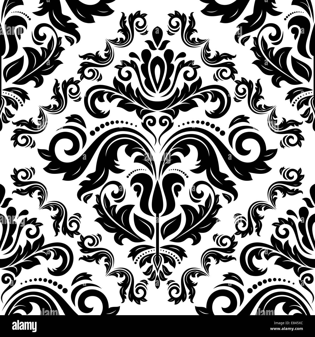 Floral vector oriental pattern with damask, arabesque and floral