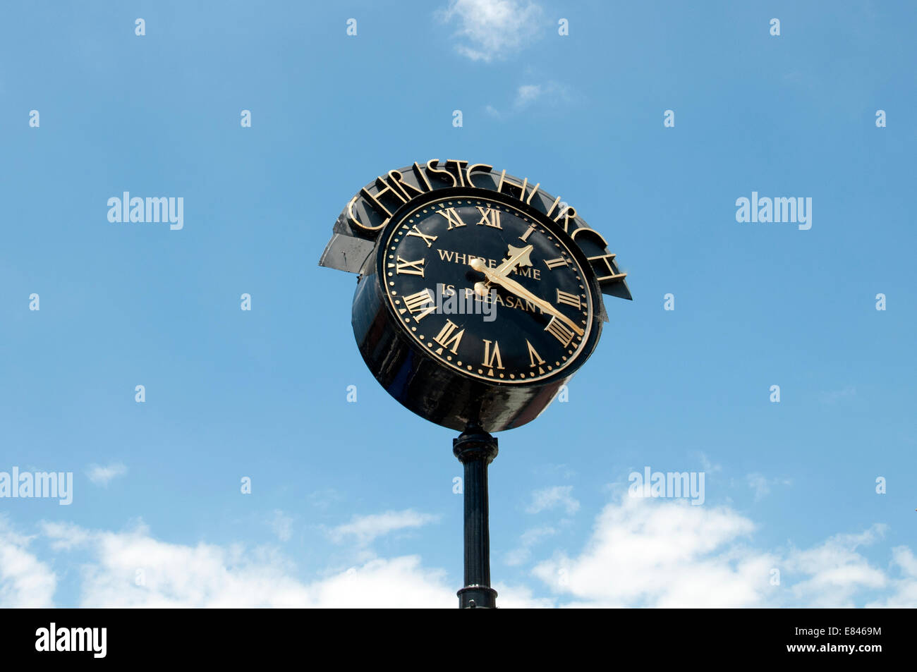 clock in the town centre of Christchurch, Dorset, England Stock Photo