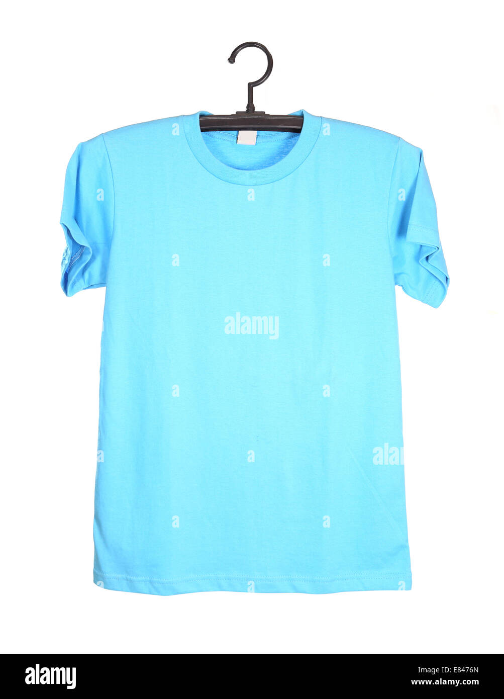 blue t-shirt template on hanger (front side) isolated on white ...