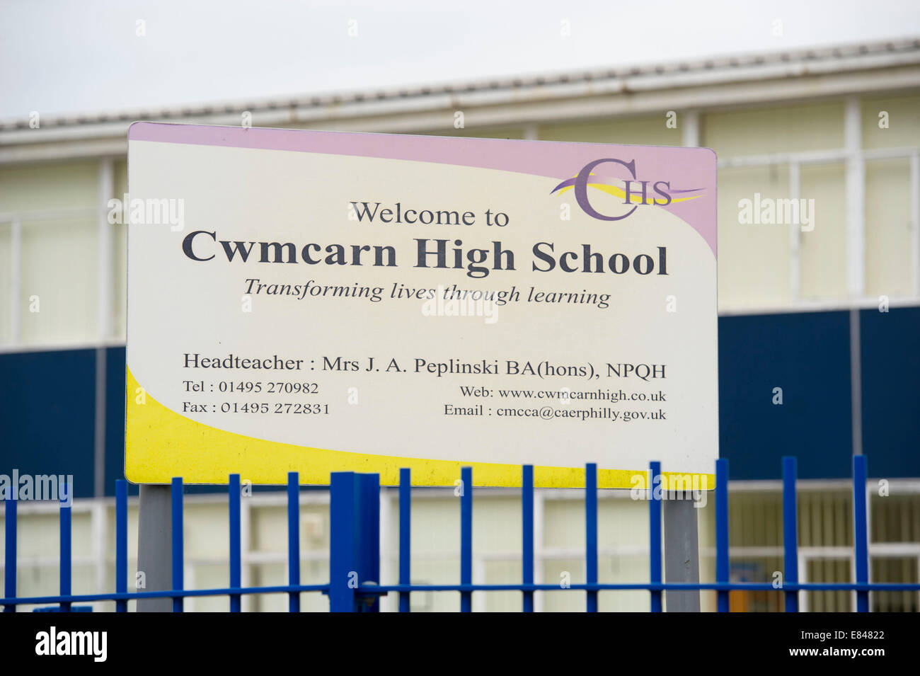 A general view of Cwmcarn High School in Newport, Gwent, Wales. Stock Photo