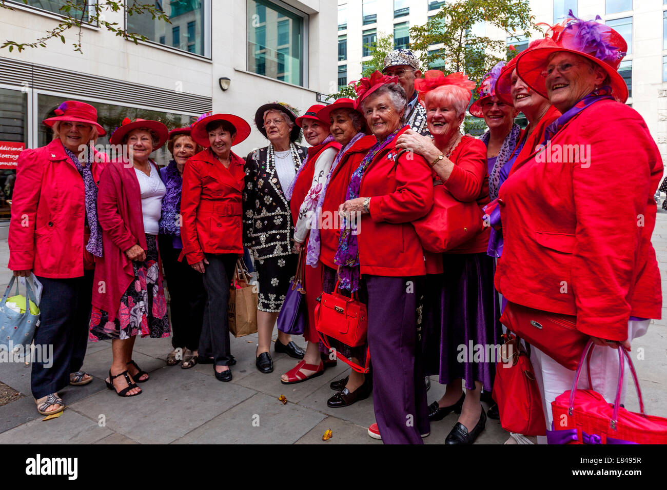 Ruislip Red Hatters At The London Pearly Kings & Queens Society Costermongers Harvest Festival
