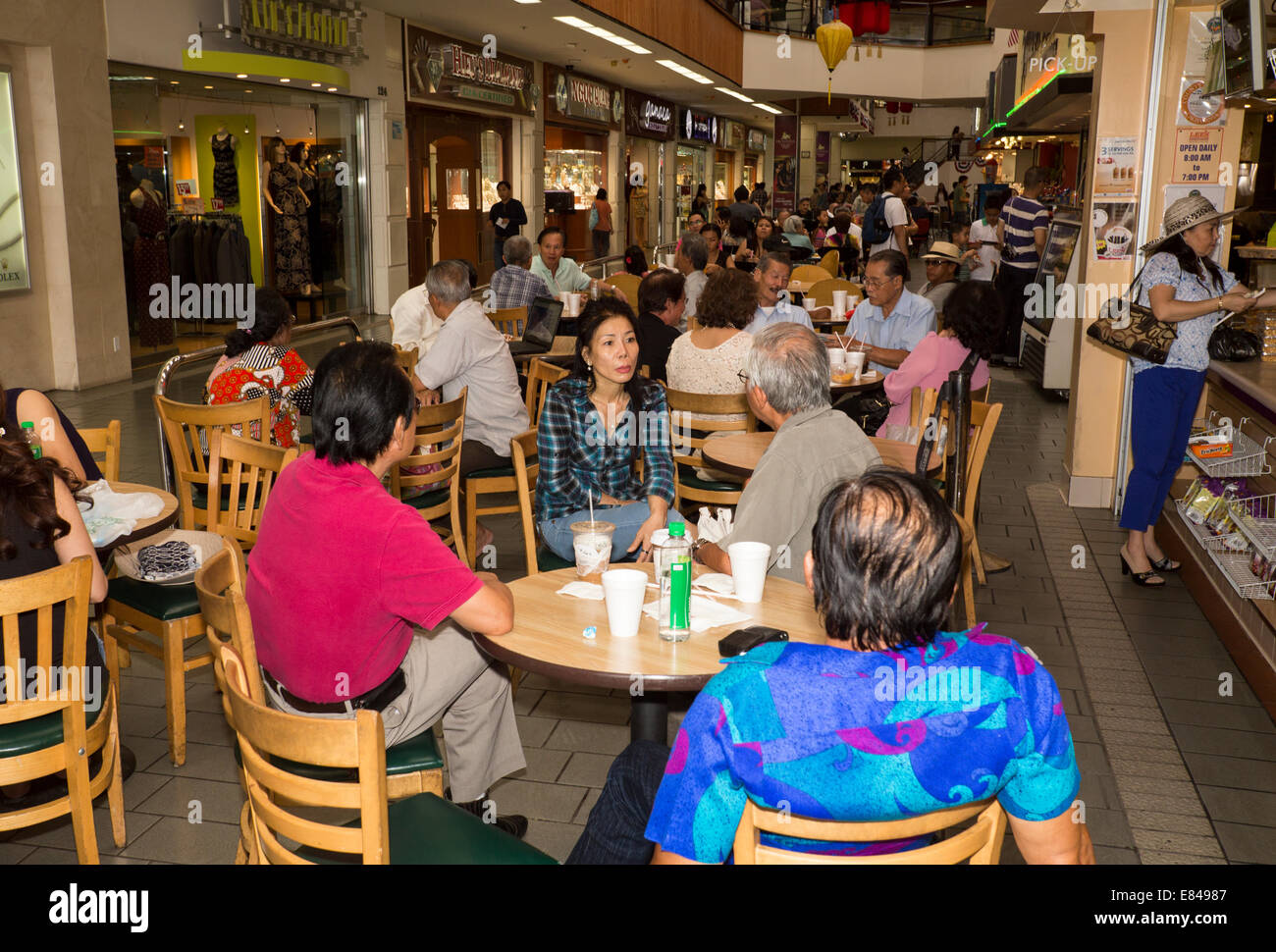 Vietnamese-Americans, Vietnamese restaurant, Vietnamese food, food court, Asian Garden Mall, city of Westminster, Orange County, California Stock Photo
