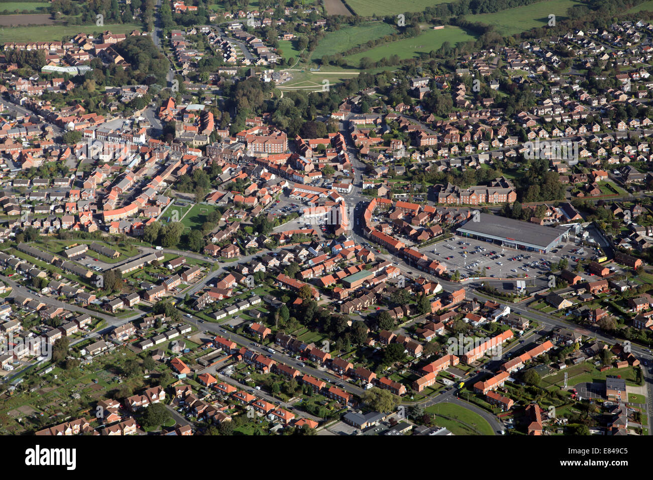 aerial view of Market Weighton in East Yorkshire, UK Stock Photo Alamy