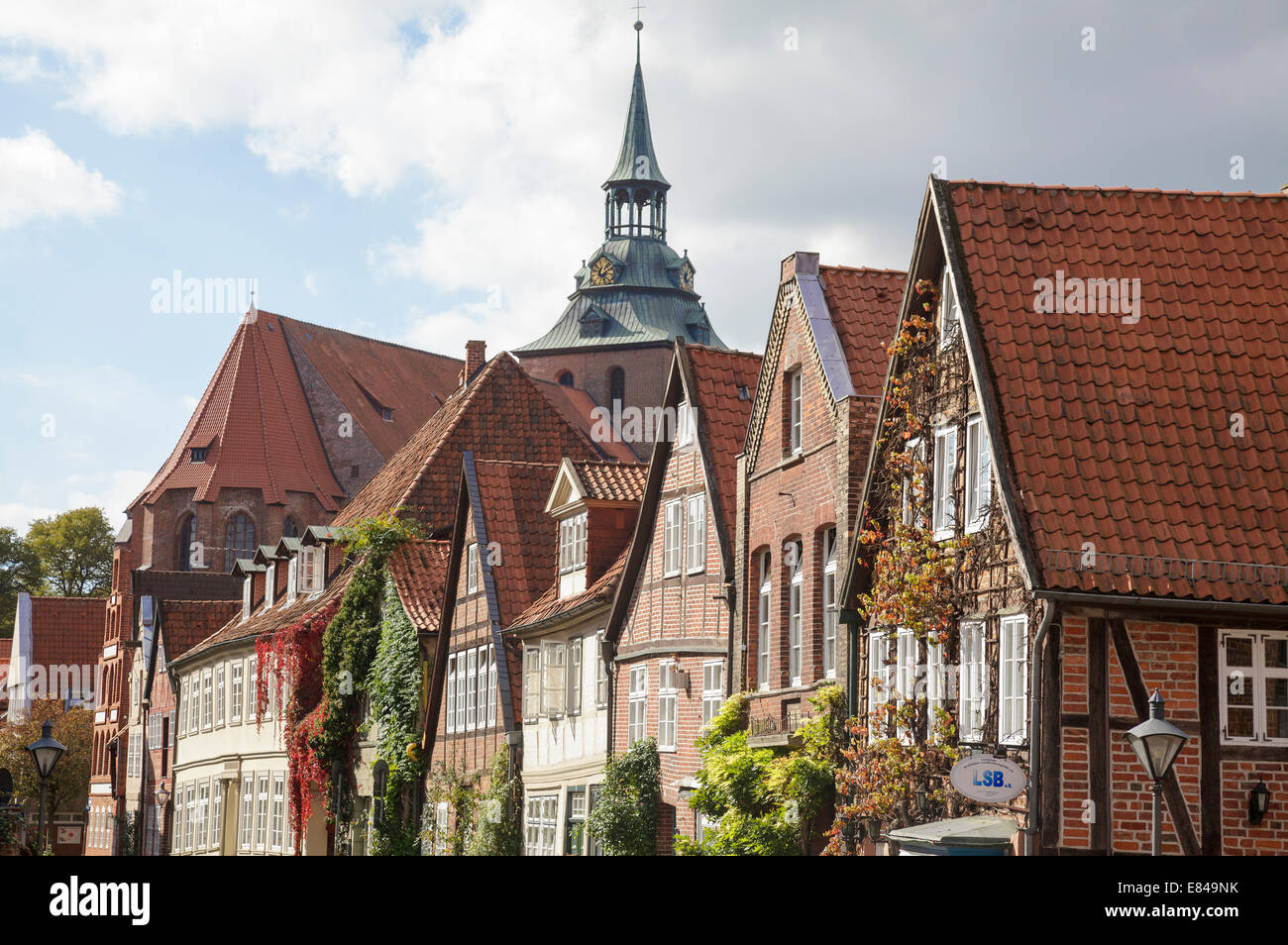 typical street in the old town, Auf dem Meer, Luneburg, Lower Saxony, Germany Stock Photo
