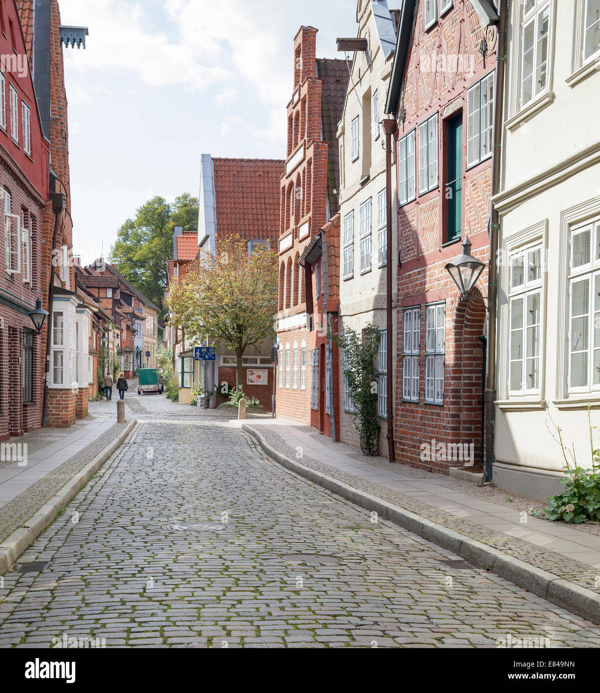 typical street in the old town, Auf dem Meer, Luneburg, Lower Saxony, Germany Stock Photo