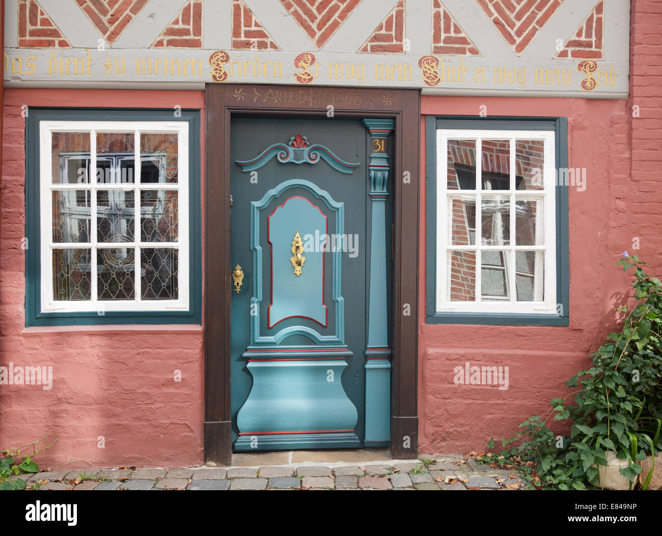 House front in the old town, Luneburg, Lower Saxony, Germany Stock Photo