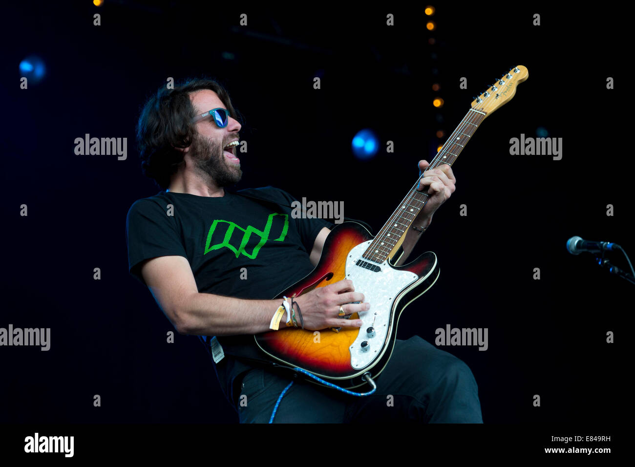 Mike Lindsay of Tunng performs during the Green Man festival at Glanusk Park on August 15, 2014 in Brecon, Wales UK. Stock Photo
