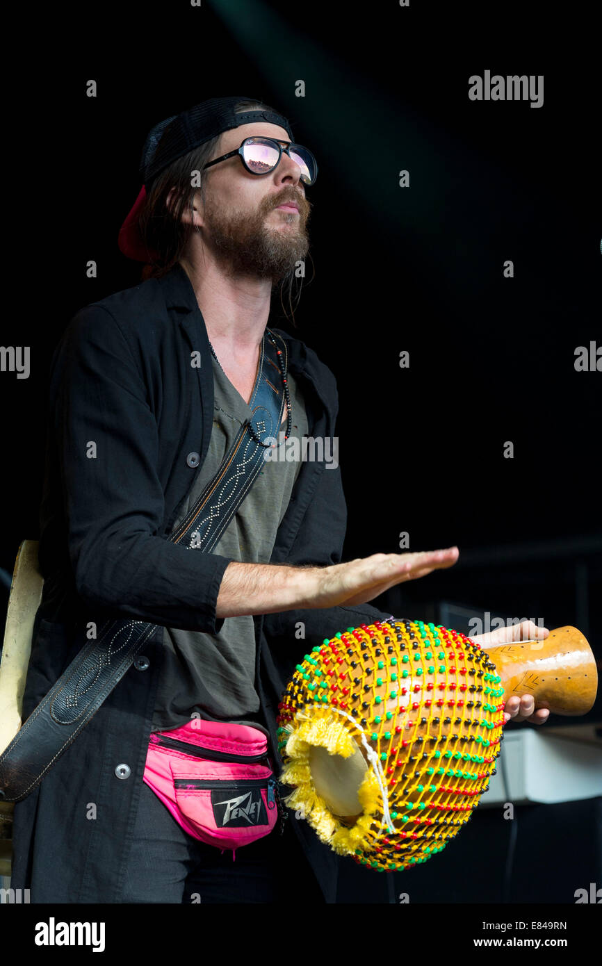 Jonathan Wilson performs during the Green Man festival at Glanusk Park on August 15, 2014 in Brecon, Wales UK. Stock Photo