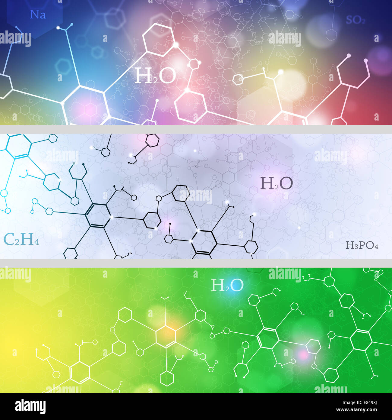 abstract technology and science banners with chemistry elements Stock Photo