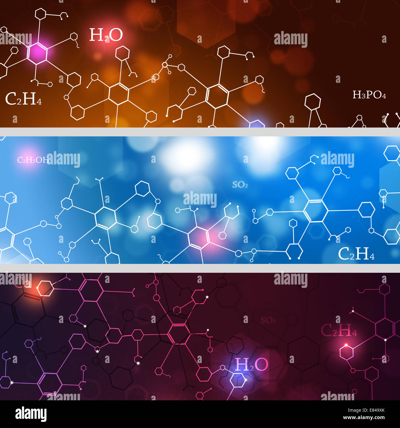 abstract technology and science banners with chemistry elements Stock Photo