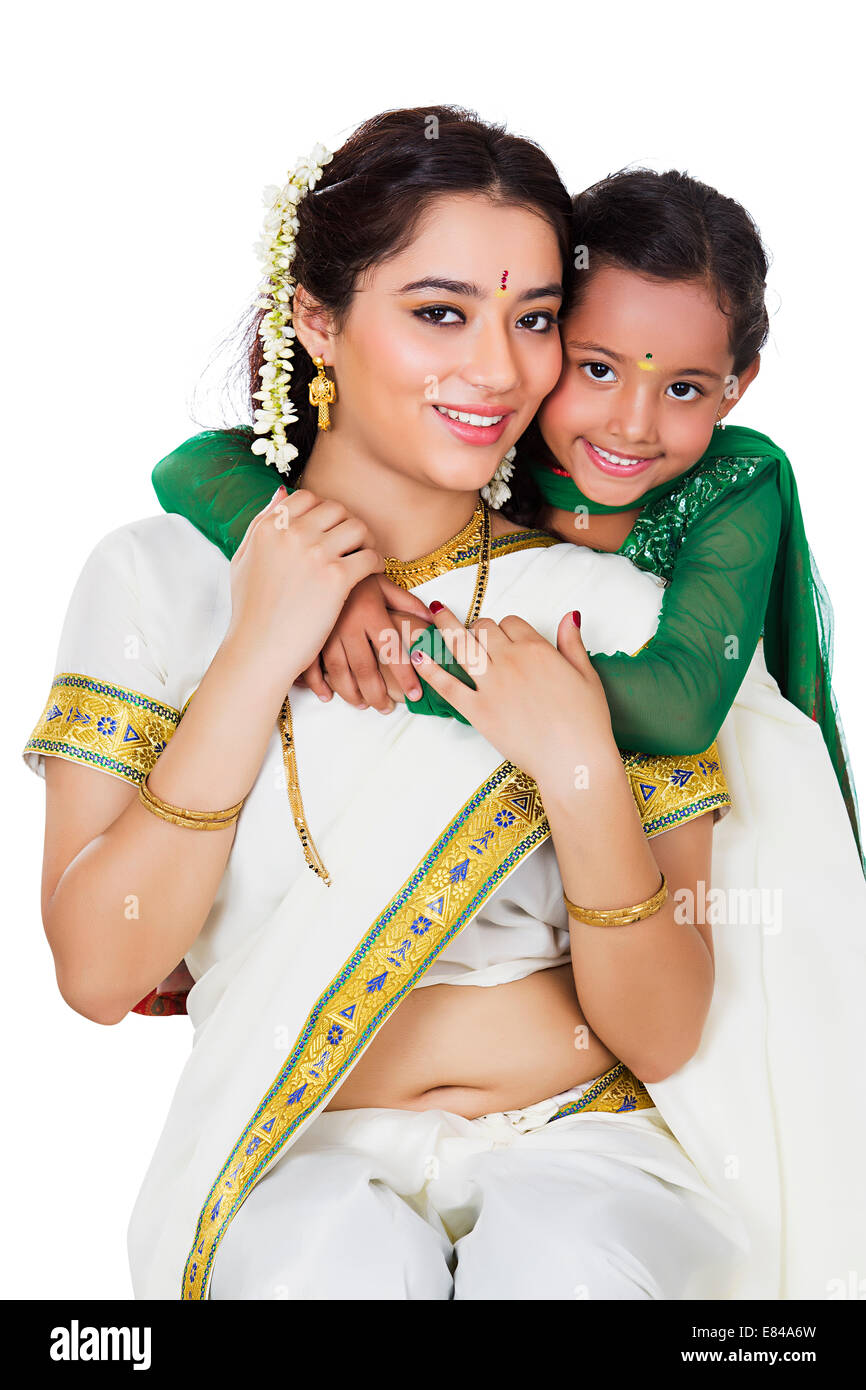 South Indian Mother Child care Stock Photo
