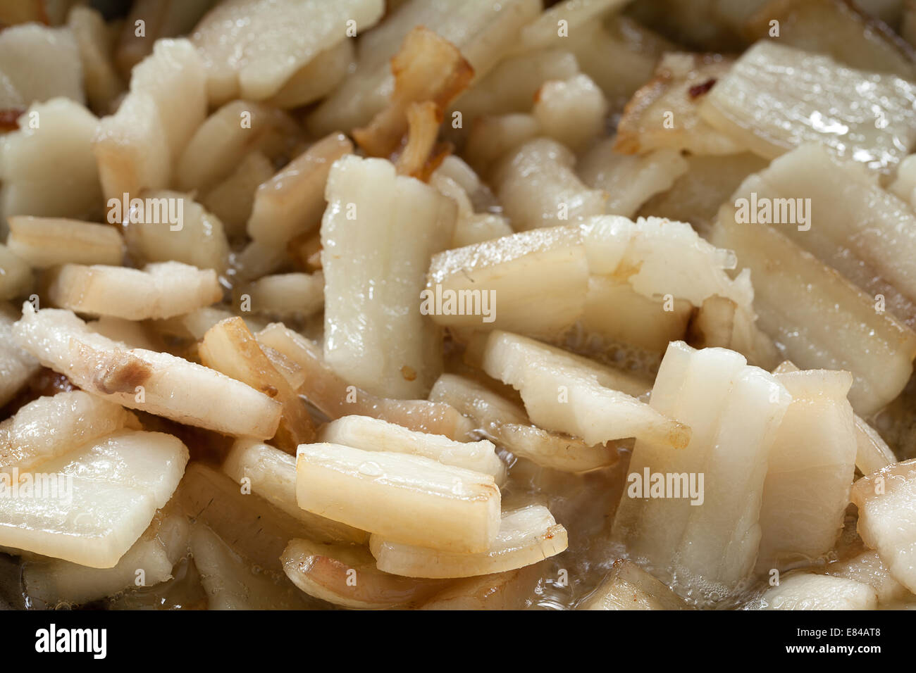 pork lard oil between boiled process in pan Stock Photo Alamy