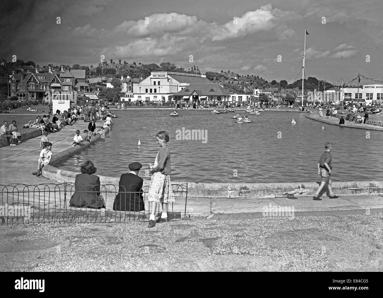 The boating lake and the Pier Pavilion at Felixstowe, Suffolk, England