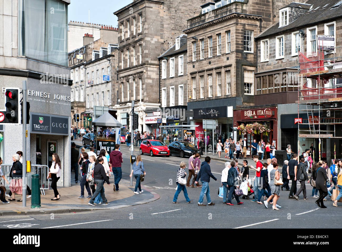 Pedestrians crossing Hanover Street, Edinburgh, Scotland, UK Stock Photo Alamy