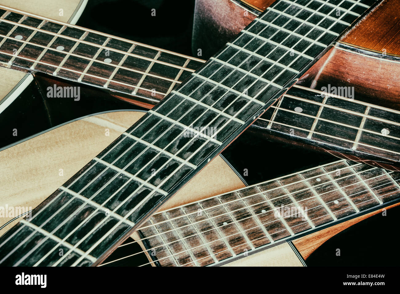 Vintage Acoustic Guitar Necks Crossed Stock Photo Alamy
