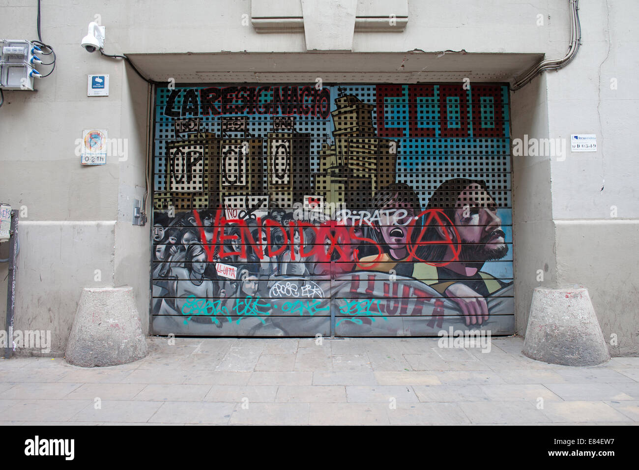 Mural, street art in Barcelona, Catalonia, Spain. Stock Photo