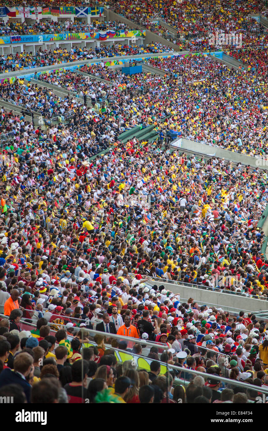 Football fans at World Cup football match at Maracana stadium, Rio de Janeiro, Brazil Stock Photo
