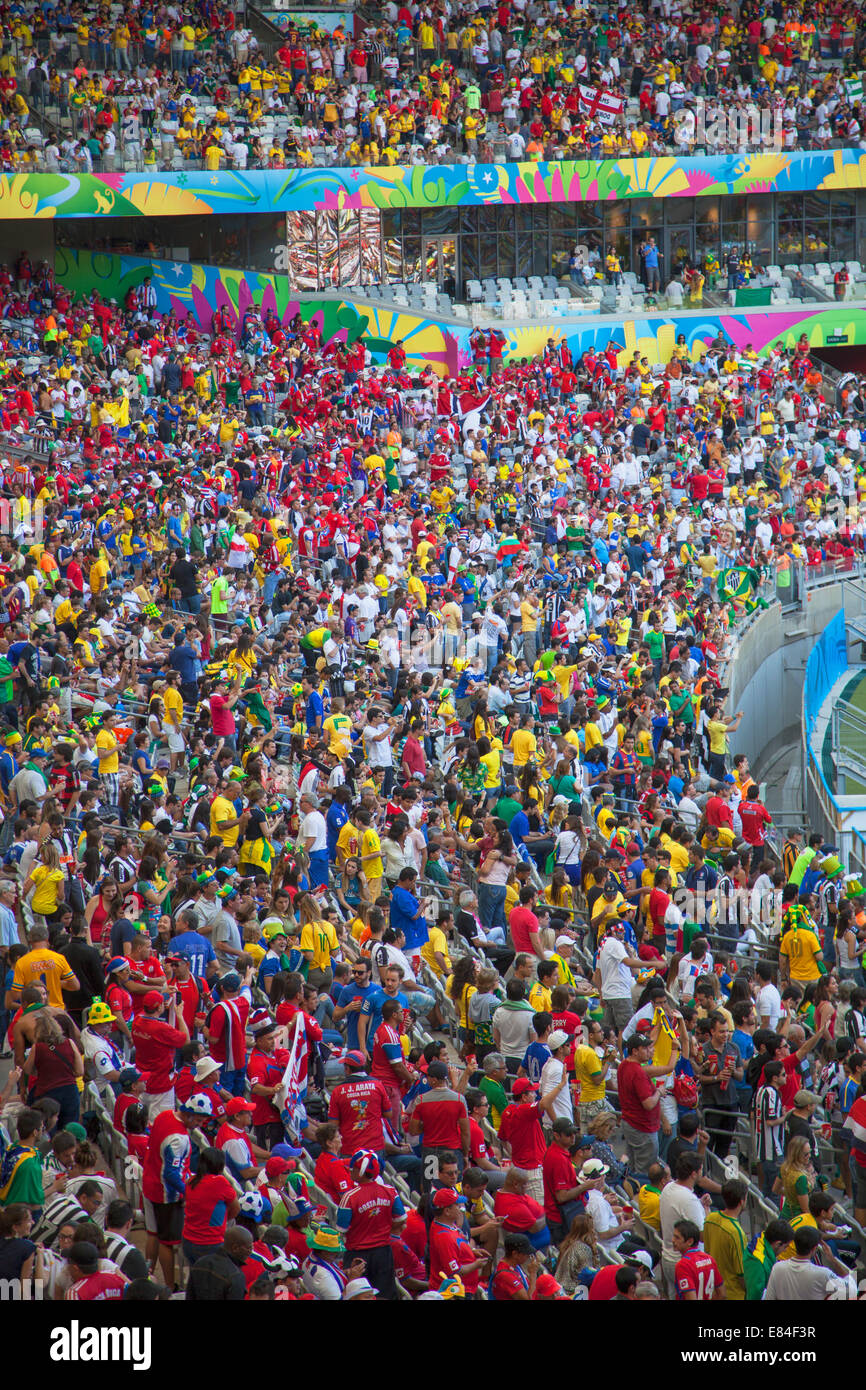 Fans at England v Costa Rica World Cup football match at Estadio Mineirao, Belo Horizonte, Minas Gerais, Brazil Stock Photo
