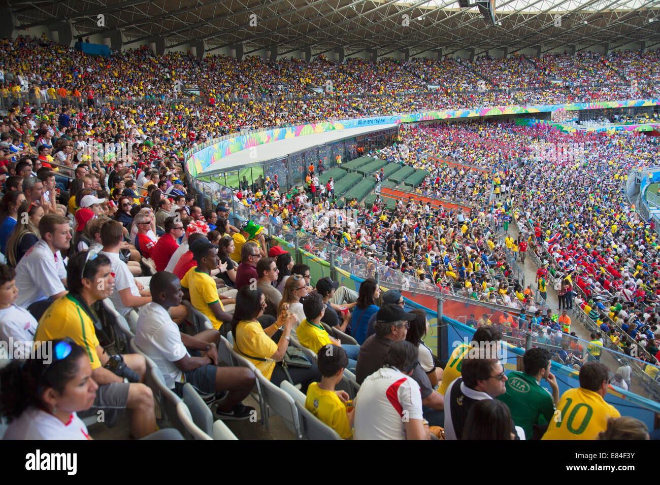 Fans at England v Costa Rica World Cup football match at Estadio Mineirao, Belo Horizonte, Minas Gerais, Brazil Stock Photo