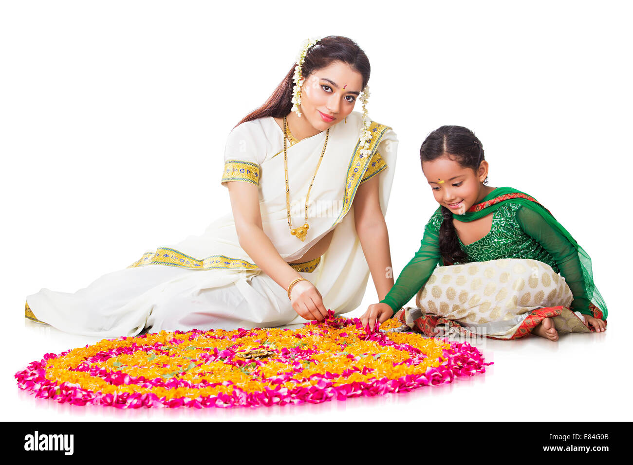 South Indian Diwali Festival Rangoli Stock Photo