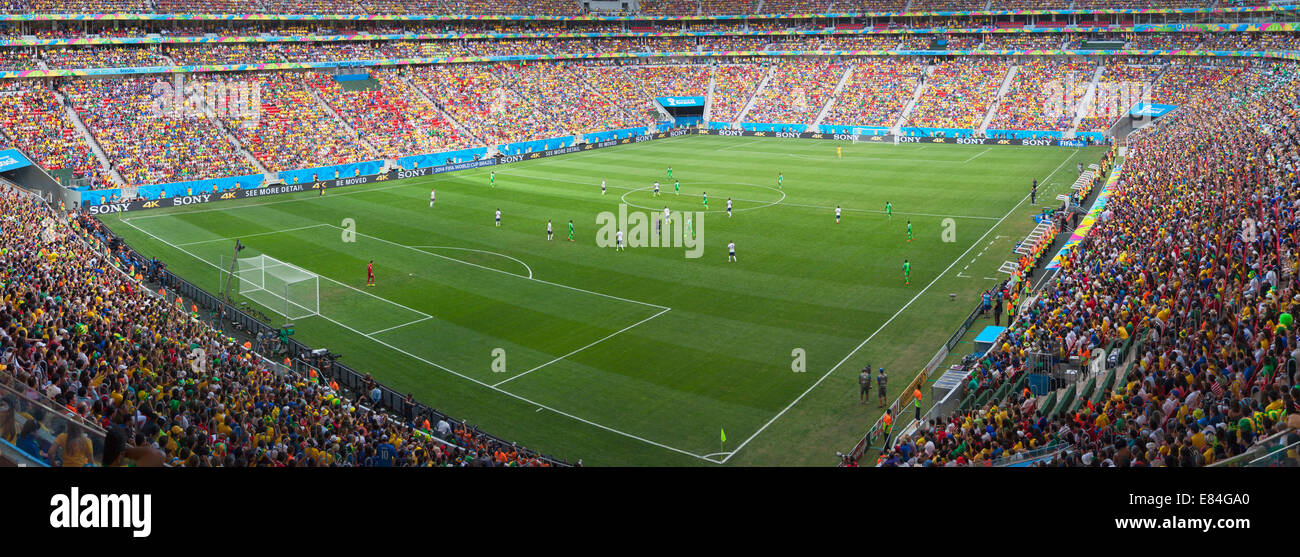 World Cup football match in National Mane Garrincha Stadium, Brasilia, Federal District, Brazil Stock Photo