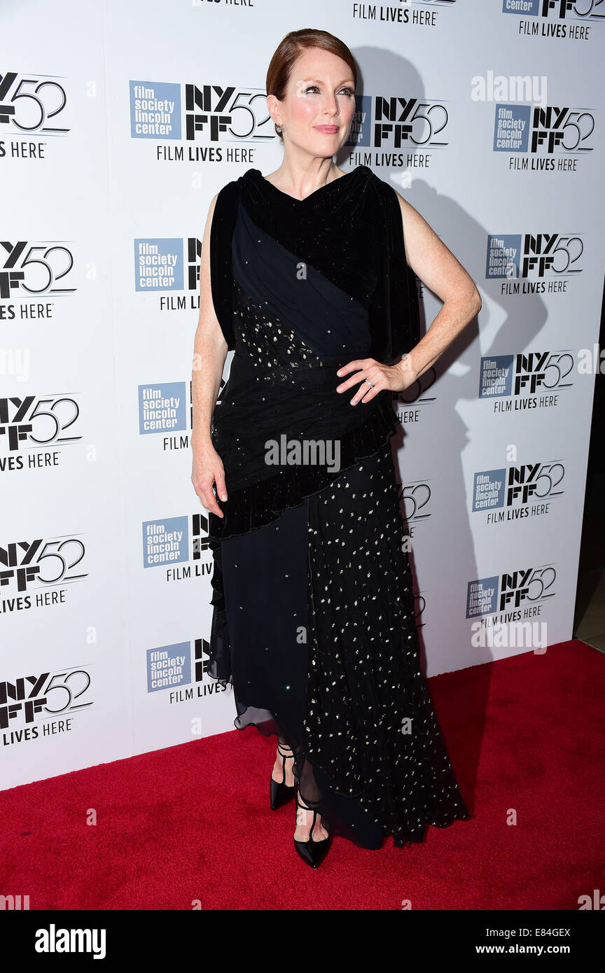 Julianne Moore arrives for the "Maps To The Stars" premiere during the 52nd New York Film Festival. Stock Photo