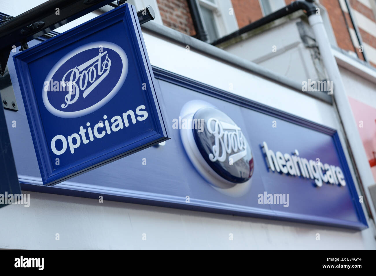 Boots Opticians and hearing care center on UK high street Stock Photo