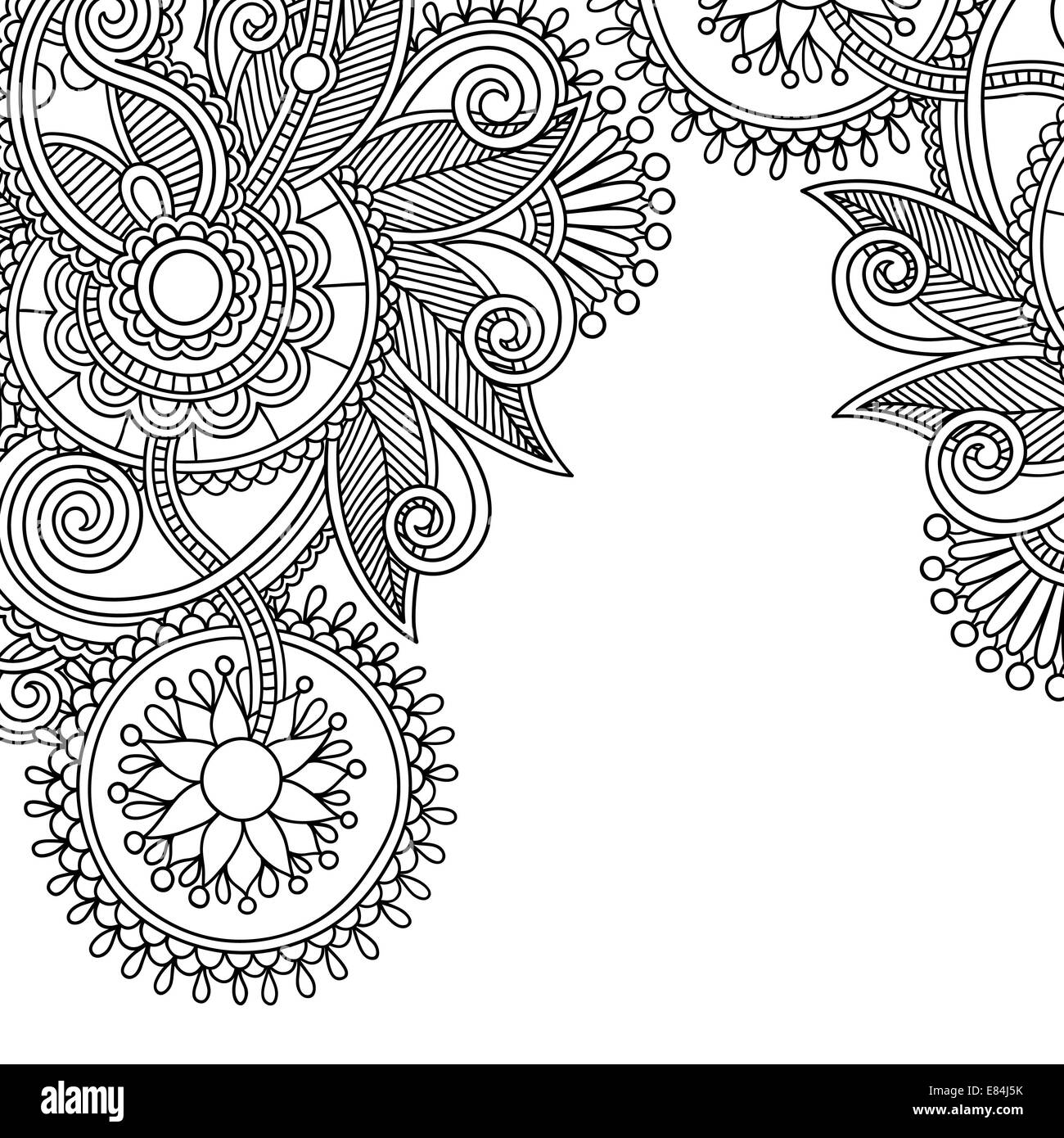 vintage floral ornamental black and white card announcement Stock Photo ...