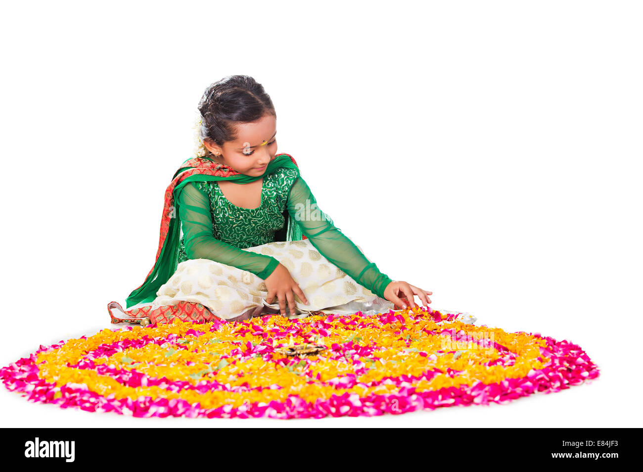 South Indian Rangoli Diwali Festival Stock Photo