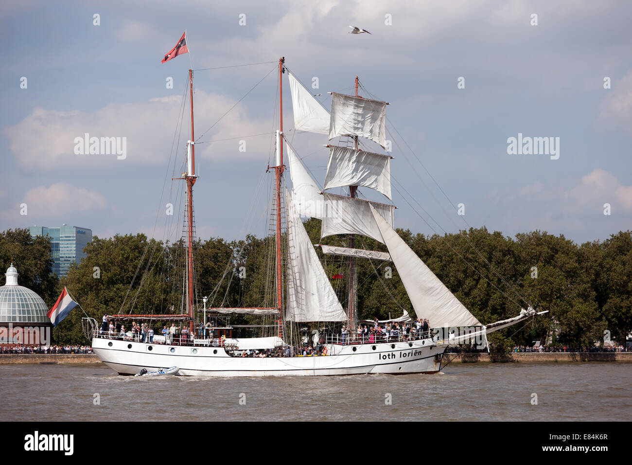 The 'Loth Lorien', taking part in the parade of Sale, during the Tall Ships Festival, Greenwich. Stock Photo