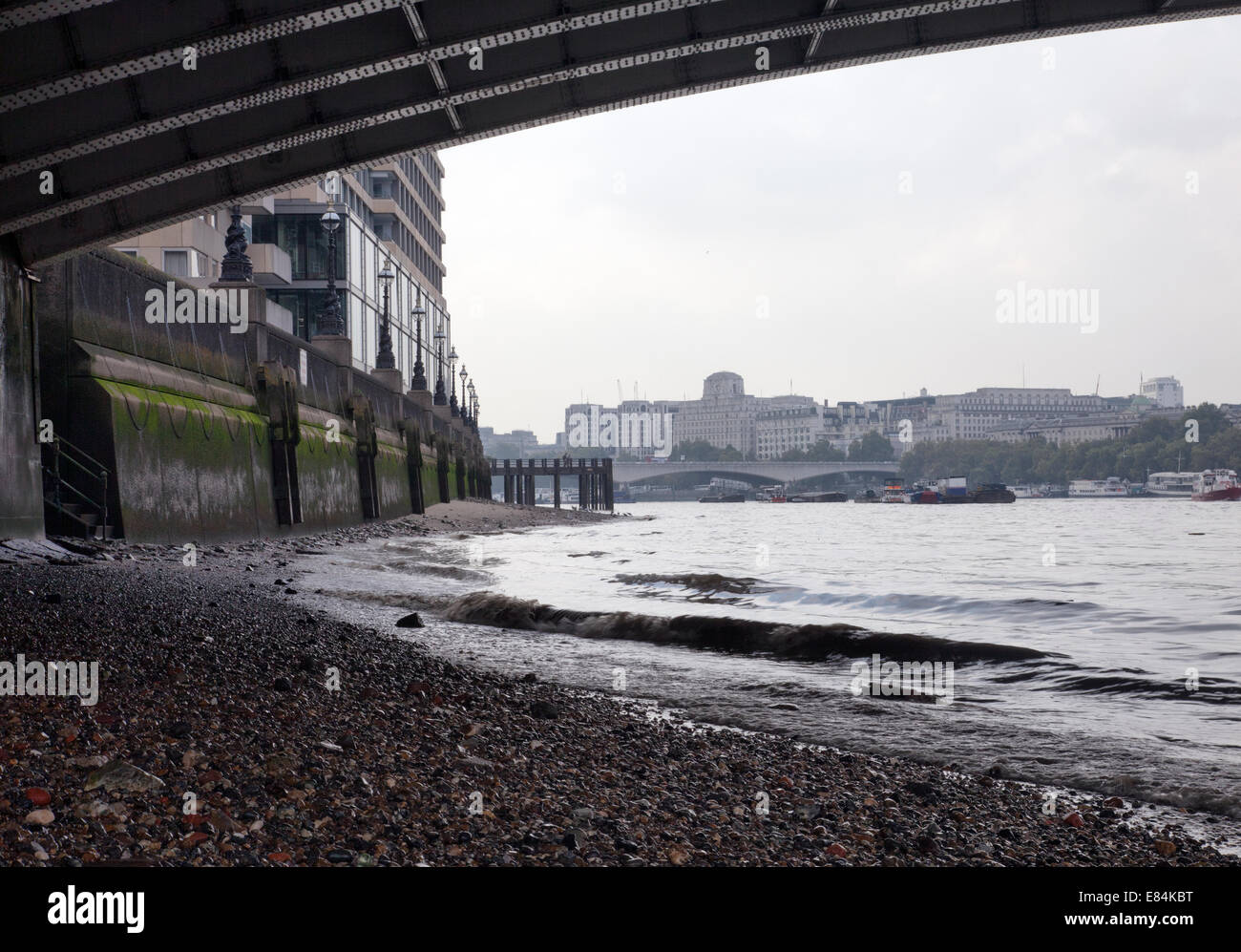 River Thames Shore on Bankside - London UK Stock Photo