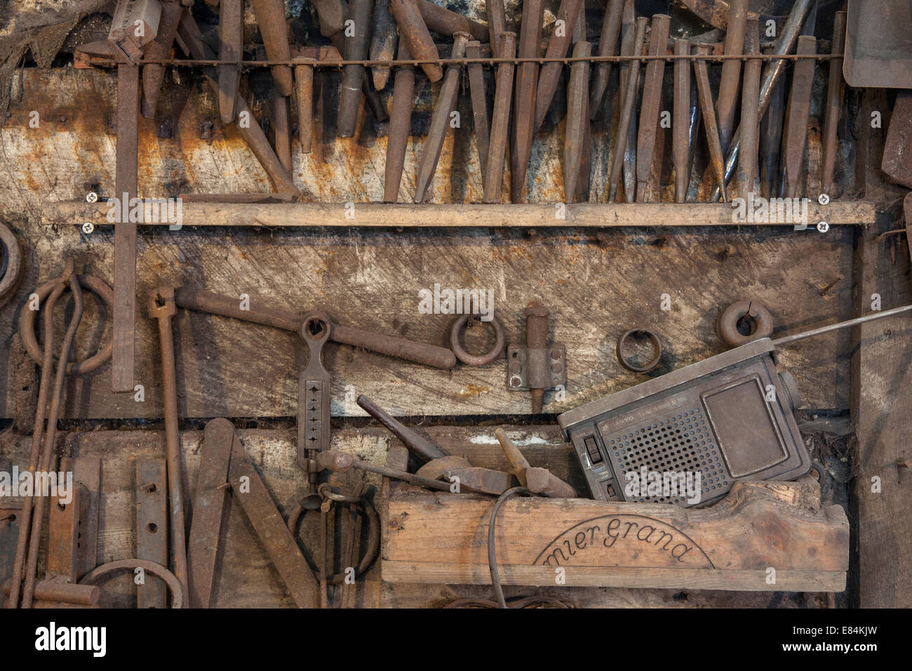 Blacksmiths vintage / antique tools, Dartmoor, Devon, England Stock Photo