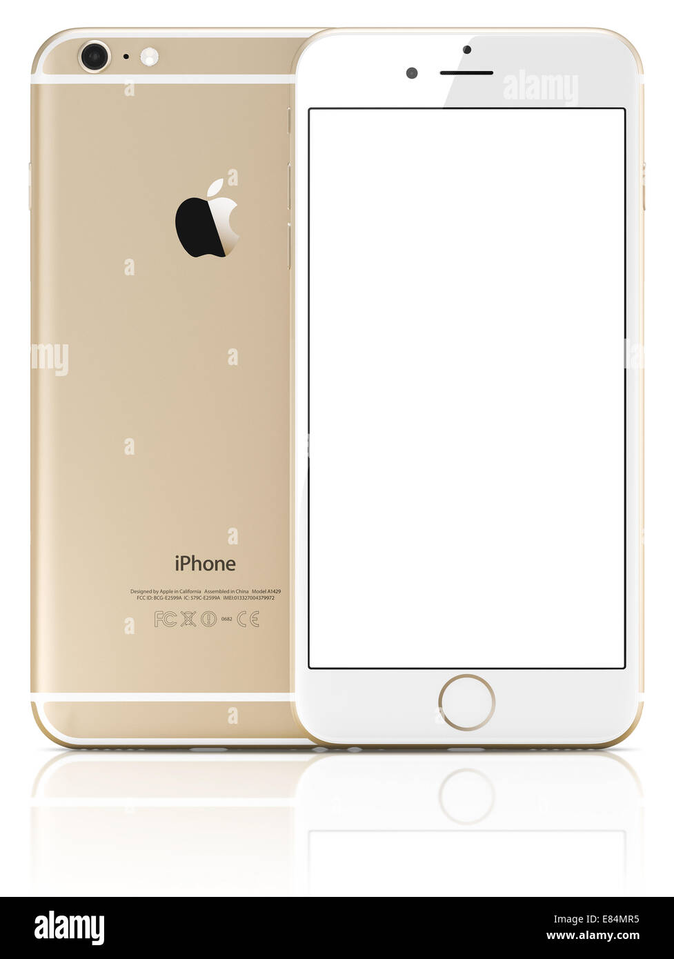 Apple Gold iPhone 6 Plus with white blank screen. Stock Photo