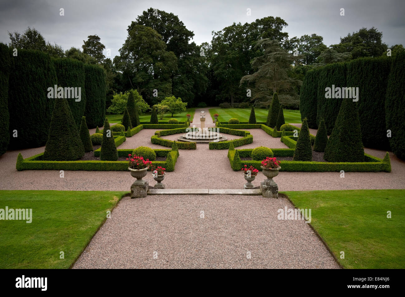 The formal gardens in 18th Century Hillsborough Castle, the official government residence in Hillsborough, County Down, Northern Ireland. Stock Photo