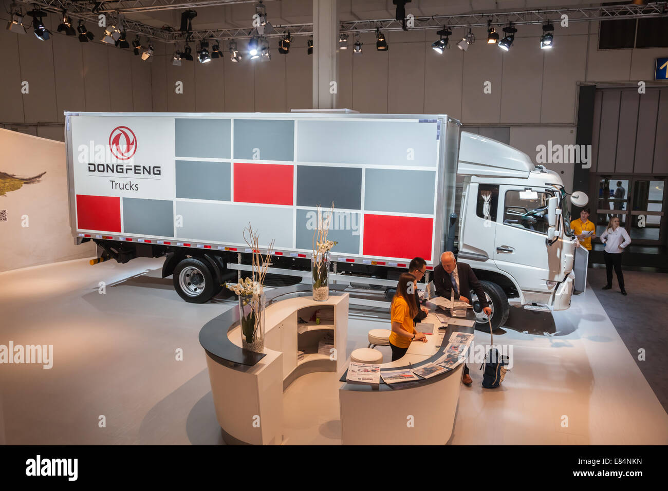Chinese DONGFENG TRUCKS company stand at the 65th IAA Commercial Vehicles Fair 2014 in Hannover, Germany Stock Photo