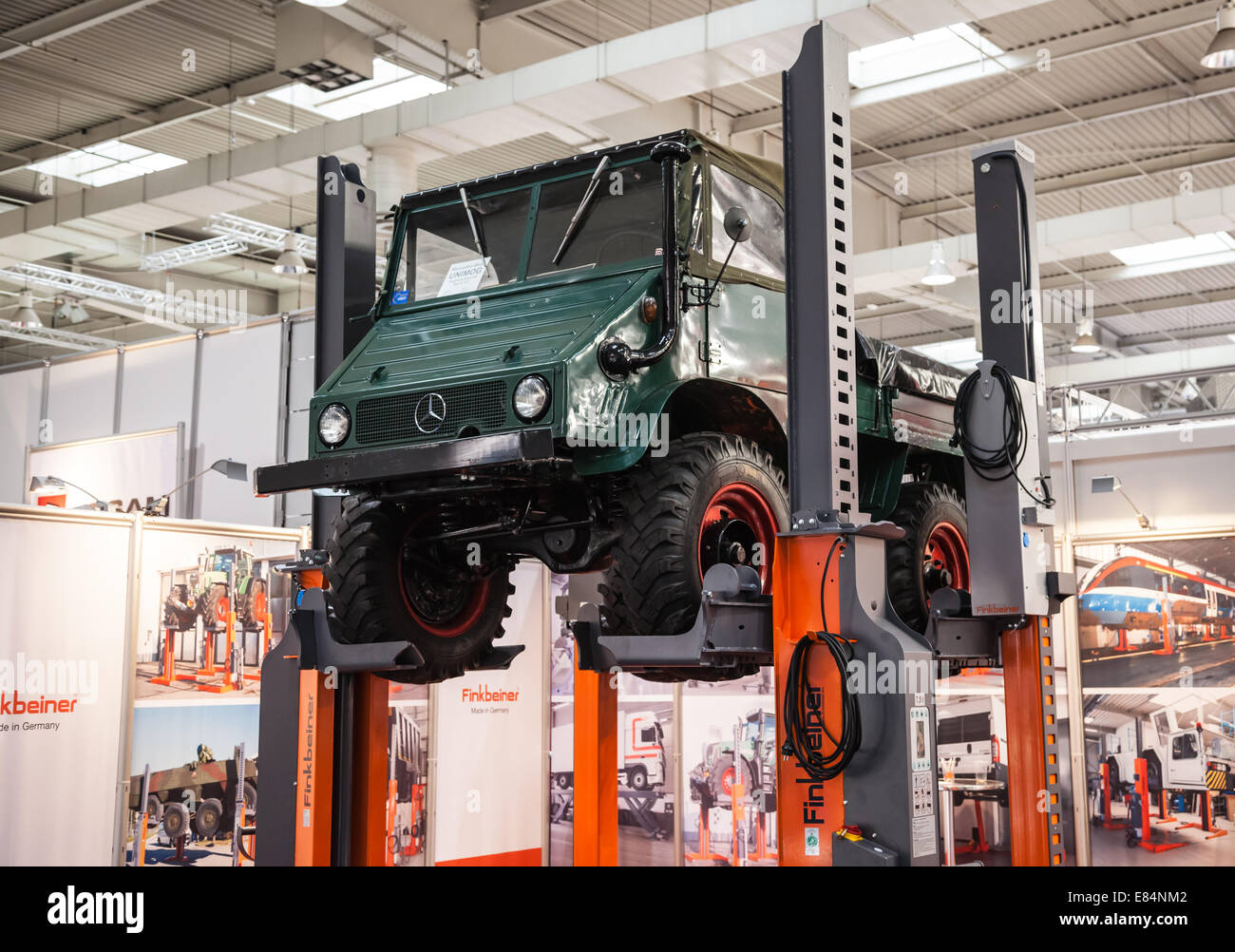 Historic Mercedes Benz UNIMOG Typ U 411 at the 65th IAA Commercial Vehicles Fair 2014 in Hannover, Germany Stock Photo