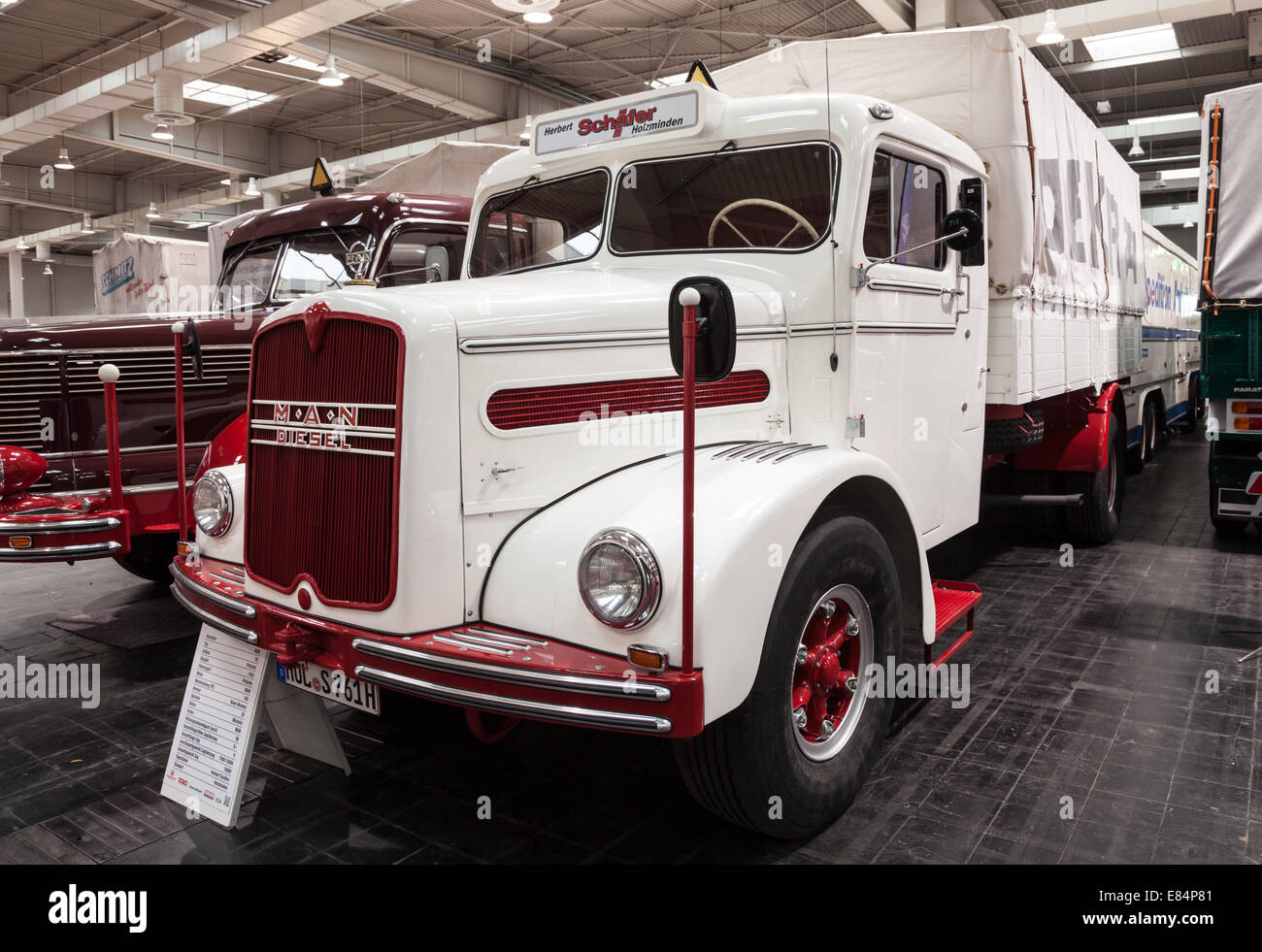 Historic MAN Diesel truck from 1953 at the 65th IAA Commercial Vehicles Fair 2014 in Hannover, Germany Stock Photo