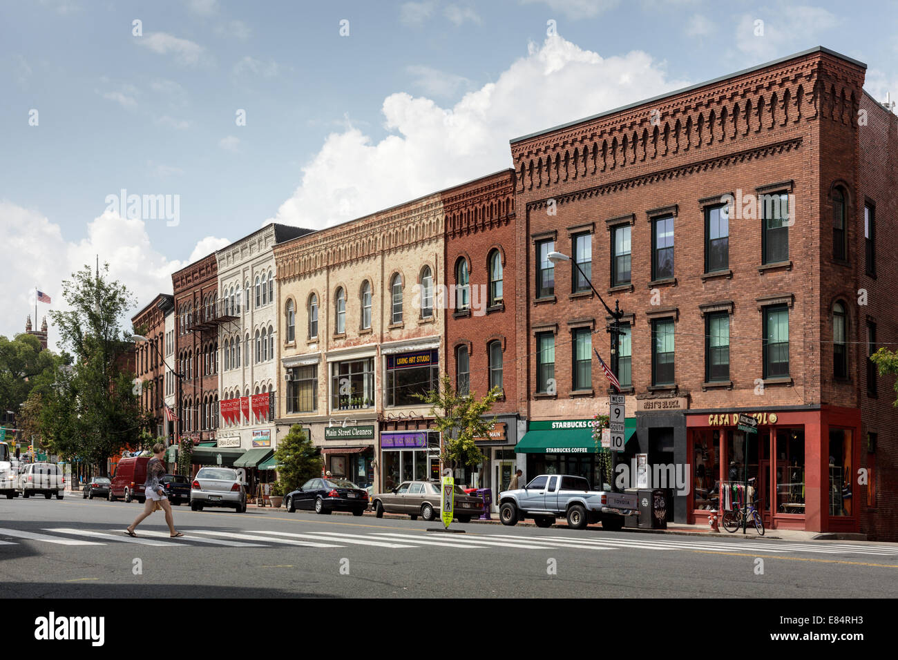 Main Street, shopping district of Northampton, Massachusetts Stock