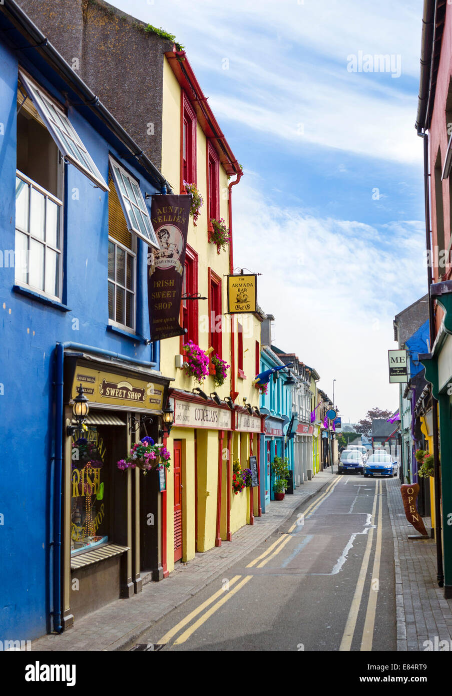 Shops and bars on Market Lane in the town centre, Kinsale, County Cork, Republic of Ireland Stock Photo