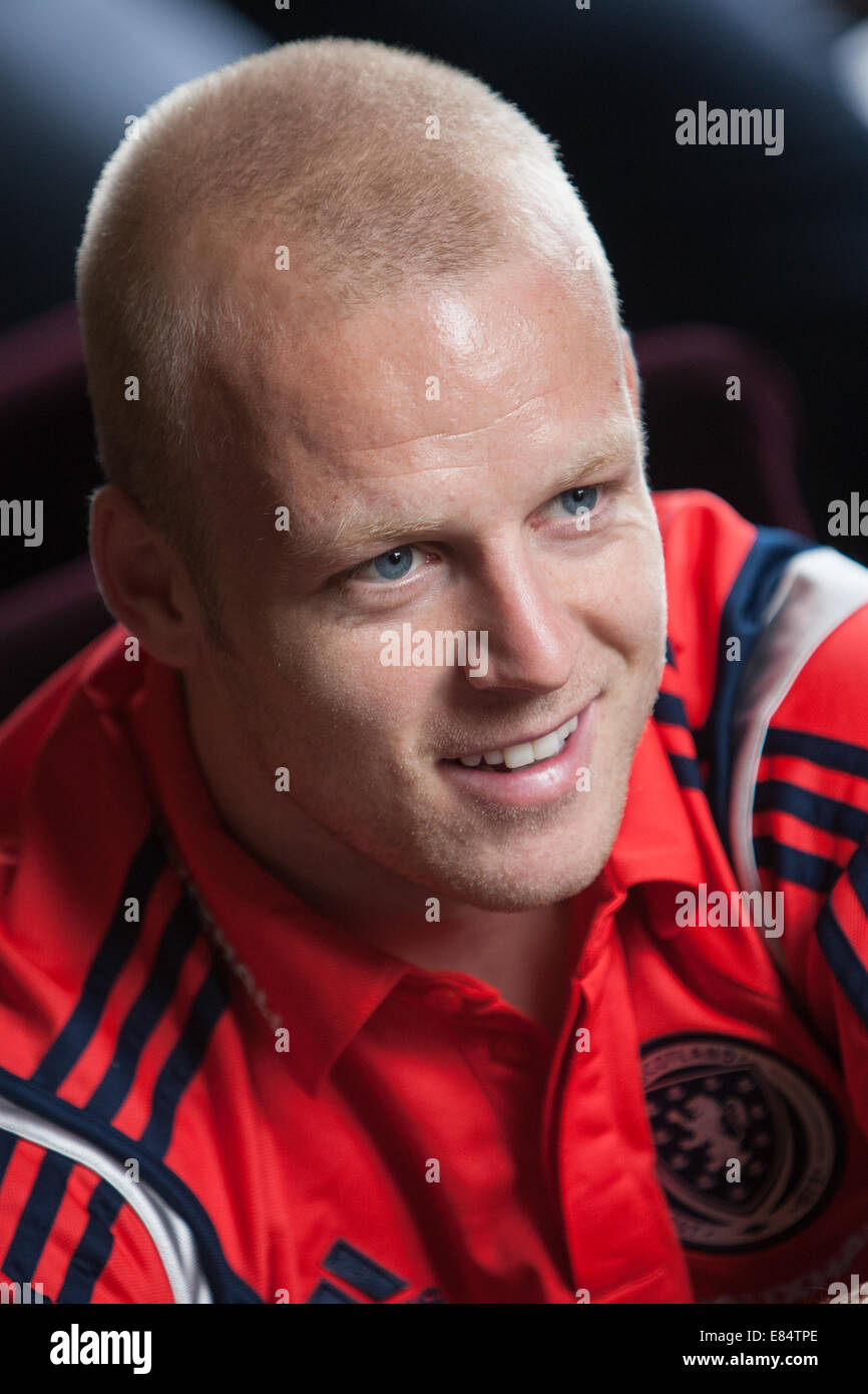 Steven Naismith, footballer for Scotland and Everton FC, at press conference ahead of Scotland football team's trip to Germany Stock Photo