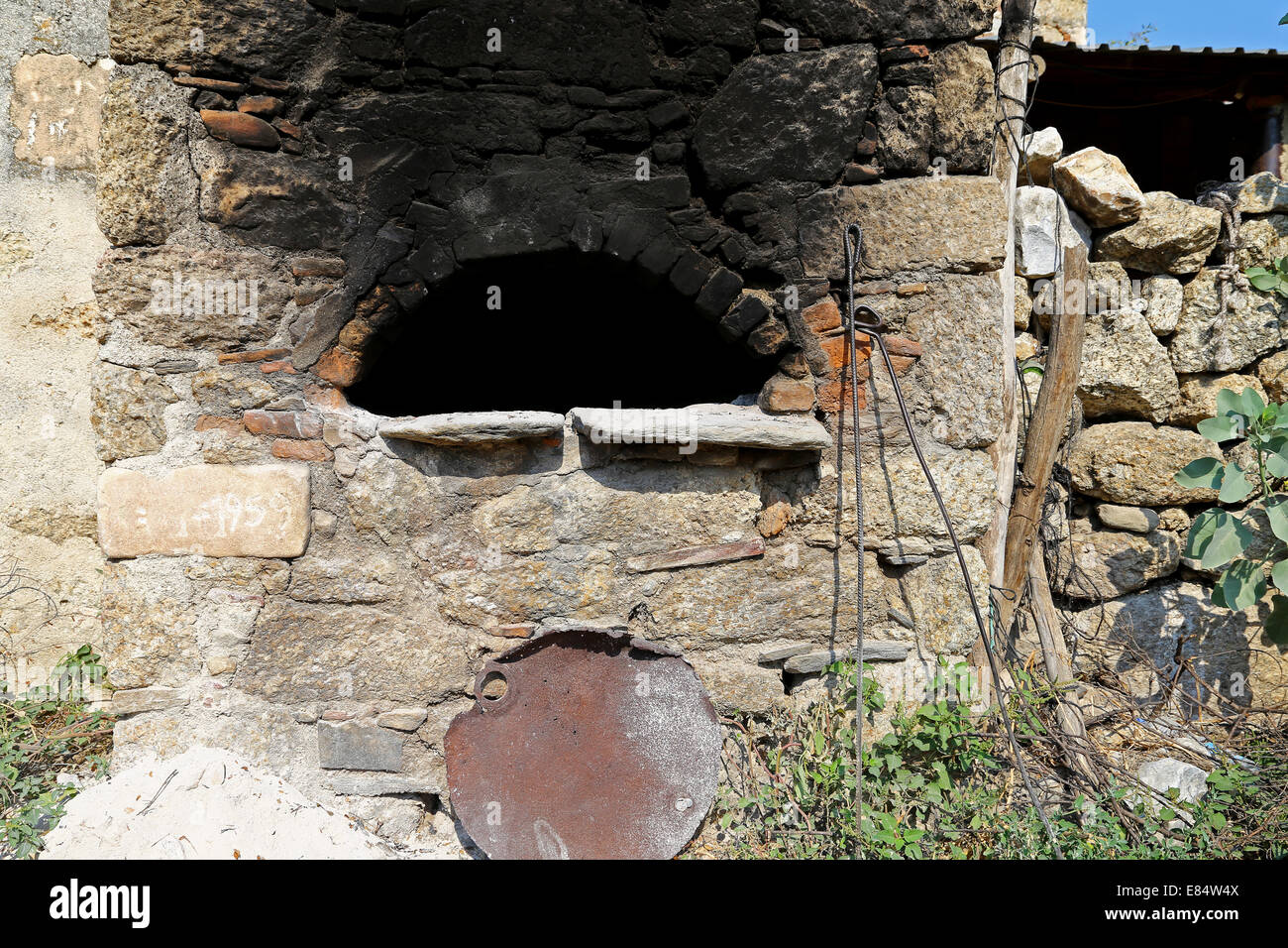 Traditional old stone owen in villages near Mediterranean region Stock Photo