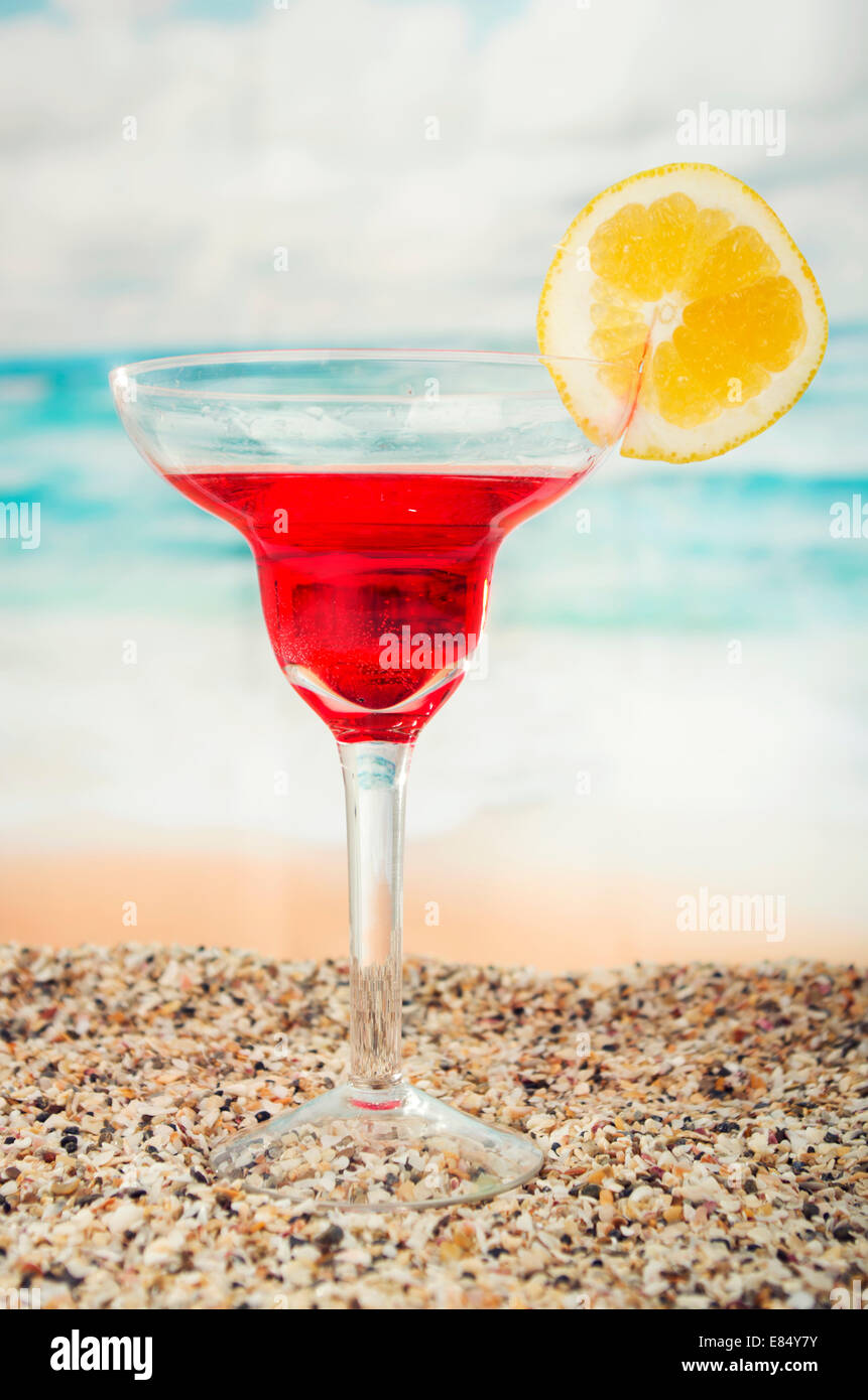 fruity cocktails in the beach Stock Photo