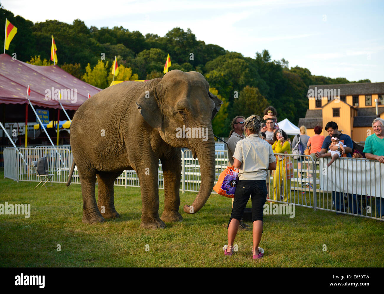 Old Bethpage, New York, USA. 28th September 2014. Families look and