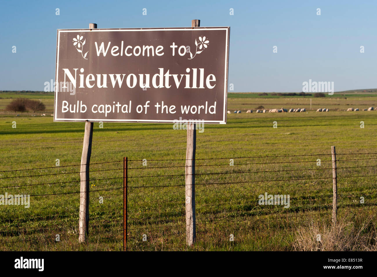 Sign for the town of Nieuwoudtville in South Africa's Northern Cape Province. Stock Photo